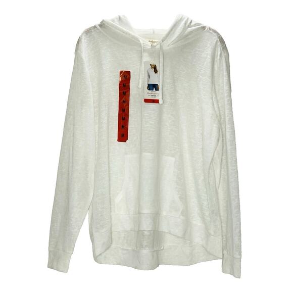 WEATHERPROOF VINTAGE Slub Hoodie Pullover Women Medium Cream White 1305075 NWT - Picture 1 of 8